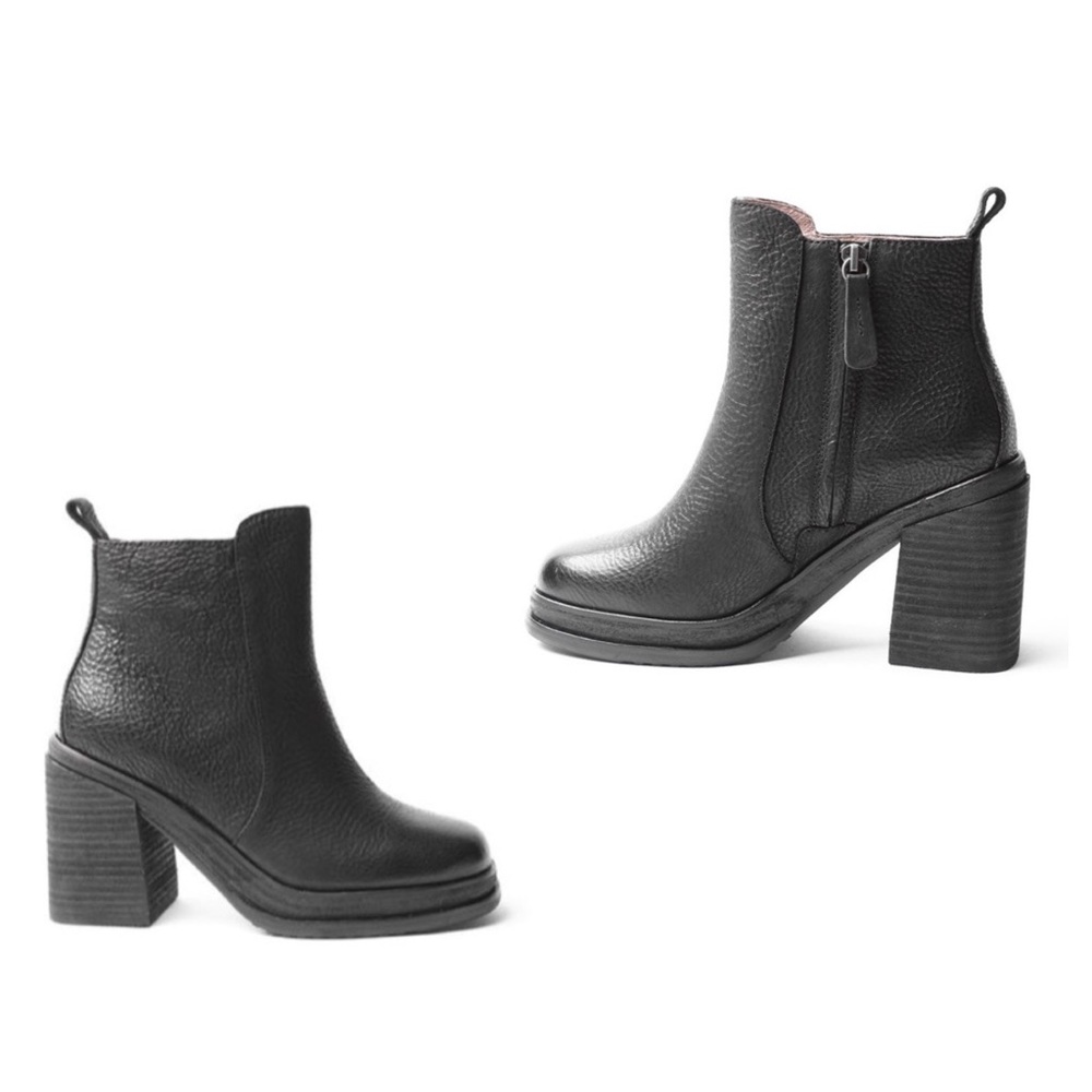 Gee Wawa New York Black Platform Leather Boots US7